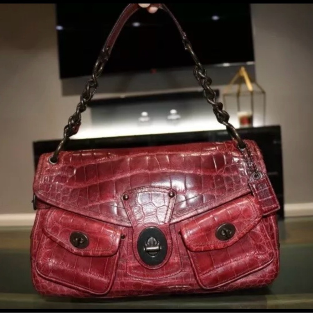 Coach Legacy Alligator Pocket Flap  Leather Shoulder Bag Limited Edition